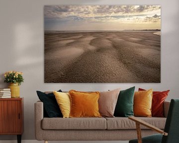 Background with sand sun and sea (coastal Zeeland)