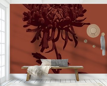 Rote Retroblume | Orange | Zeichnung | Pflanze