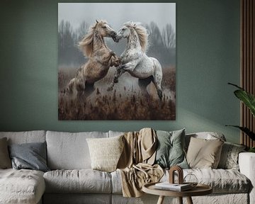 Moldy Playfulness - Zwei tänzelnde Pferde von Karina Brouwer