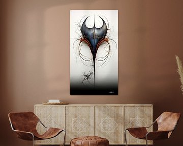 figure abstraite en bleu et orange sur Gelissen Artworks