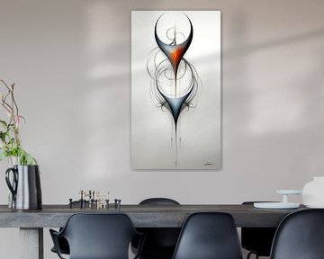 figure abstraite en bleu et orange sur Gelissen Artworks