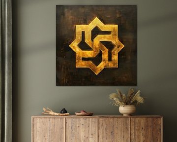 Abstraktes Gold-Symbol: Hakenkreuz-Gemälde von Surreal Media