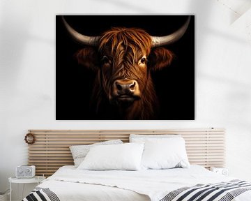 Majesty of the Night - Scottish Highlander in Contrast by Eva Lee