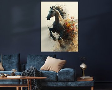 Cascade de couleurs - Cheval au galop sur Eva Lee