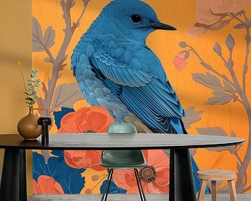 Blauer Vogel im Retro-Stil von Bianca ter Riet