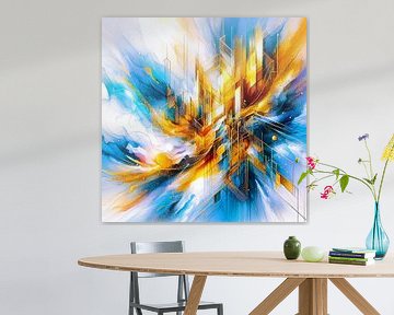 abstract in gold and blue (9 ) by Ineke de Rijk