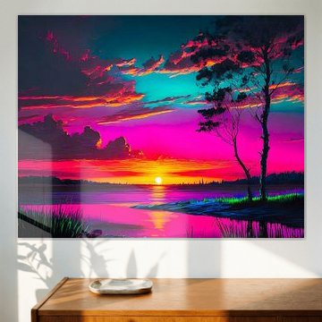 Landschap met neonkleuren