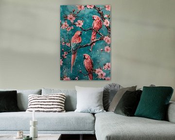 Parrots & Blossoms van Bianca ter Riet