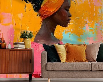 Kleurrijke Portret van een Afrikaanse Vrouw van But First Framing