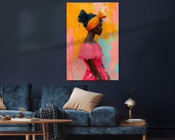 Portrait coloré d'une femme africaine sur But First Framing