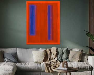 Abstract schilderij met rood en blauw van Rietje Bulthuis