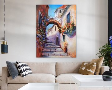 Mediterranean pictures - Alley painted by Marita Zacharias