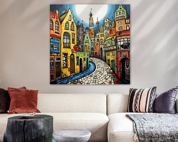 Hundertwasser City groen geel van Natasja Haandrikman