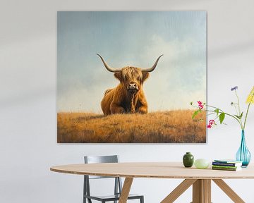 Scottish Highlander Cow | Scottish Highlander painting sur Blikvanger Schilderijen