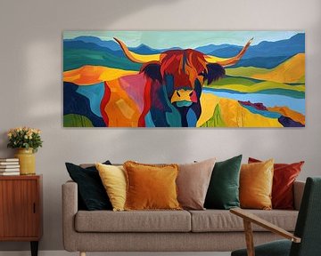 Scottish Highlander abstract painting by Blikvanger Schilderijen