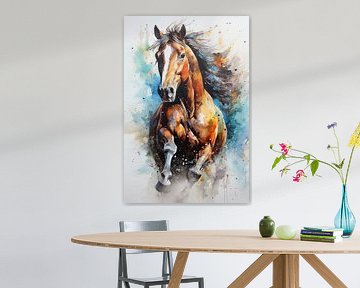 Laufendes Pferd in Aquarell von Richard Rijsdijk