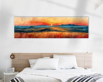 Zonsondergang | Saffron Dusk Serenade | Zonsondergang van Kunst Kriebels