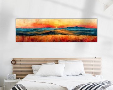Zonsondergang | Saffron Dusk Serenade | Zonsondergang van Kunst Kriebels
