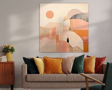 Paysage abstrait | Silhouettes géométriques du paysage sur Peinture Abstraite