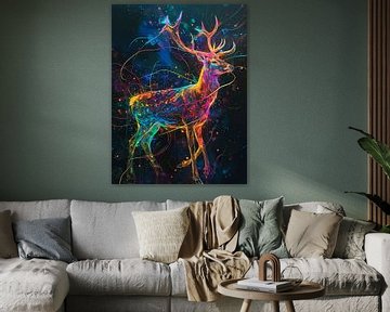 Cerf néon coloré sur ARTemberaubend