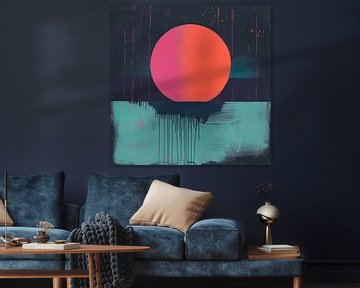 Neon Abstrakt | Tropfender Sonnenuntergang von Kunst Kriebels