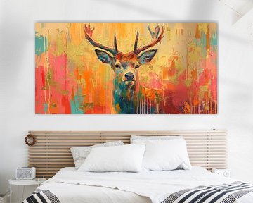 Neon Deer Abstract | Chromatic Antler Aura sur Caprices d'Art