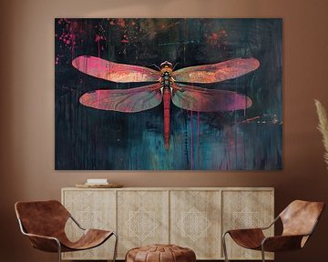 Libelle | Neon Libelle van Kunst Kriebels