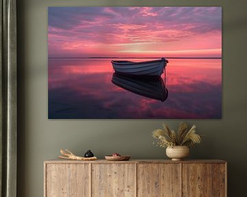 Boot bij zonsopgang van fernlichtsicht