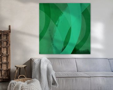 Abstract lines and shapes in green shades by Dina Dankers