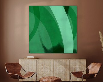 Lignes et formes abstraites dans des couleurs vertes sur Dina Dankers