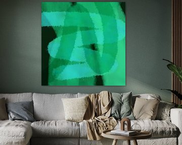 Lignes et formes abstraites en vert fluo sur Dina Dankers