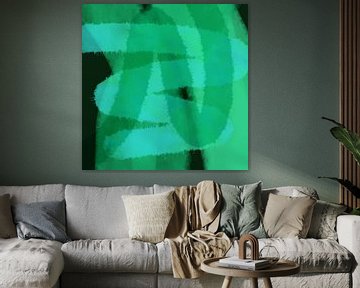 Abstracte lijnen en vormen in neongroen van Dina Dankers