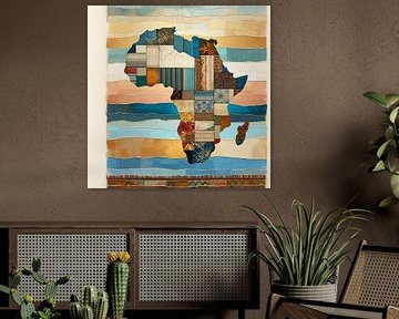 Collage van het continent Afrika in zand- en zeetinten van Lois Diallo