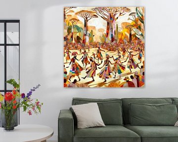 Collage traditionele Diola dans in Senegal van Lois Diallo