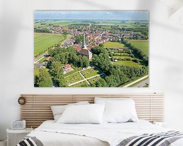 Luchtfoto van het dorpje Holwerd in Friesland Nederland van Eye on You