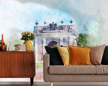 Aquarelschilderij van de Koepoort in Middelburg, Zeeland