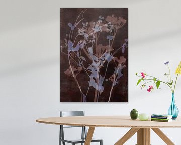 Bloemen in taupe en roestbruin. Modern abstract botanisch van Dina Dankers