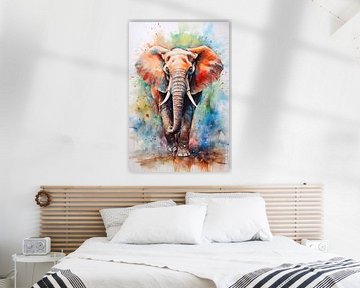 Eléphant à l'aquarelle sur Richard Rijsdijk