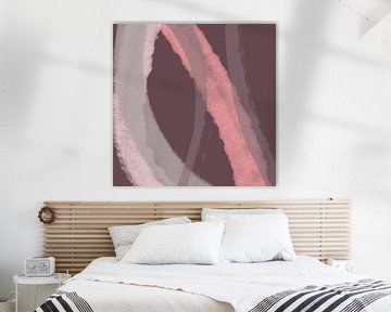 Abstracte lijnen en vormen in roze, taupe en paars van Dina Dankers