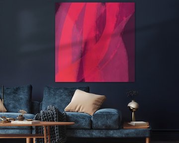 Abstracte lijnen en vormen in rood en paars van Dina Dankers