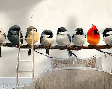 Kleine Vögel auf einem Zweig