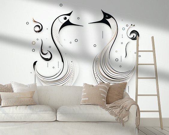 Voorbeeld van het werk in een kamer