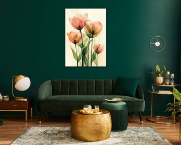 Tulipes dessin abstrait sur Dakota Wall Art