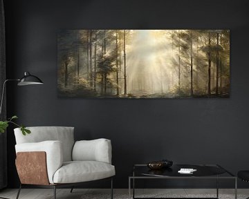Mistig Bos van Abstract Schilderij