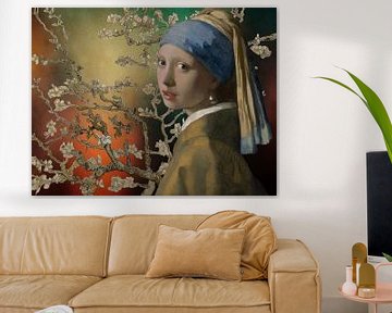 Girl with a Pearl Earring -Amandel Blossom by Digital Art Studio