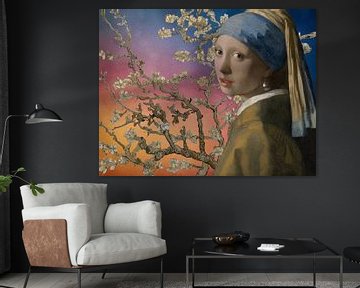 Girl with a Pearl Earring -Amandel Blossom by Digital Art Studio