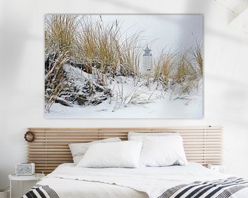 Winter Vuurtoren Noordwijk (1) van Hans Vink