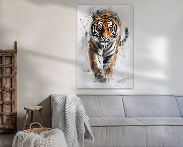 Siberian Tiger (pen drawing in colour) by Fotografie Gina Heynze