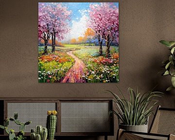 Frühlingslandschaft im impressionistischen Rendering von Lauri Creates