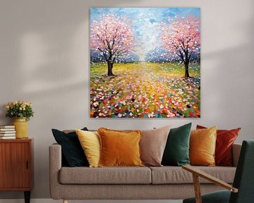 Paysage printanier en rendu impressionniste sur Lauri Creates